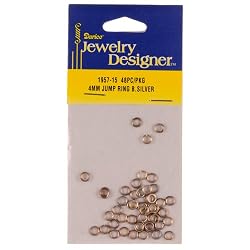 4mm Brass Jump Ring, Silver Plated, 48 Pc/Pkg