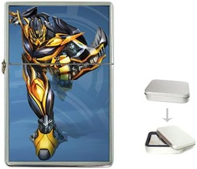 Transformers Age of Extinction Generations Leader Class Bumblebee Figure Metal Chrome Flip Top Lighter, The fluid fuel petrol is not included, measures 2.25"(H) x 1.5"(W) x 0.5"(D)
