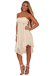 Junior Strapless Chiffon/Polyester Knee Length  Beaded Applique Lace Draped Flowy Asymmetric Sheer Sweetheart Party Dress  With Rhinestones