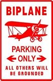 BIPLANE PARKING pilot fly airplane wings sign