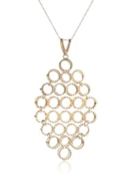 14k Italian Yellow Gold Multi-Circle Drop Chain Pendant Necklace, 18"