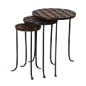 Round Checkered Nesting Tables - Brown