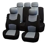 FH-FB051115 Multifunctional Flat Cloth Car Seat Covers, Airbag compatible and Split Bench, Gray / Black color