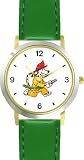 Dalmatian (Fireman) Dog - WATCHBUDDY&reg; DELUXE TWO-TONE THEME WATCH - Arabic Numbers - Green Leather Strap-Children's Size-Small ( Boy's Size & Girl's Size )