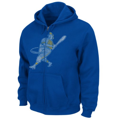 Milwaukee Brewers Royal Silver Era Retro Logo Full-Zip Hooded Sweatshirt