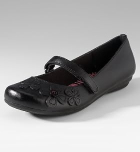 Older Girls Coated Leather Flower Shoes