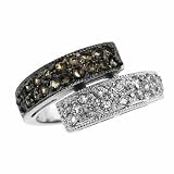 Sterling Silver Smokey Quartz and Simulated Diamond cz Two Tier Wrap Around Ring