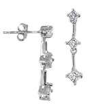 14k White or Yellow Gold 3-Stone Princess-Cut Diamond Earrings (1/4 cttw, I-J Color, I1-I2 Clarity)