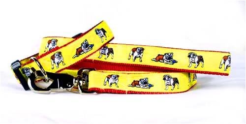 Designer Bulldog Dog Leash - Yellow Bulldog Leash- Four Feet Long - Made in USA