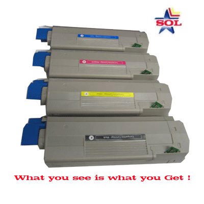 4 Pcs (B, C, M, Y) Glossy Compatible OKI High Yield Toner Cartridge Combo for Okidata C5500, C5650, C5650n, C5800, C5500n/c5800ldn By SOL