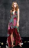 1163 PRINTED SATIN EVENING GOWN PROM DRESS
