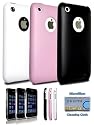 Set of 3 Polycarbonate Slim Fit Cases for iPhone 3G / 3GS- Black Pink and White + DBROTH Microfiber Cleaning Cloth