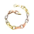 14K Tri Color Gold Oval Link Bracelet - 7.25"