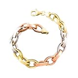 14K Tri Color Gold Oval Link Bracelet