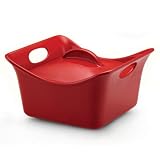 Rachael Ray Stoneware Covered Square Casserole, 3-1/2-Quart, Red