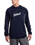 MLB Men's Detroit Tigers Long Sleeve Crew Neck Thermabase Tech Fleece Pullover by Majestic (Pro Navy/Pro White, XX-Large)