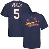 Majestic St Louis Cardinals #5 Albert Pujols Youth Navy Blue Player T-shirt