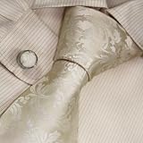 S2053 NEW Designer Hand Made Beige Pattern Neck Tie Cufflinks Florals Ties for Men Jacquard Woven Pure Silk Mens Neck Tie and Cuff Links Gift Set