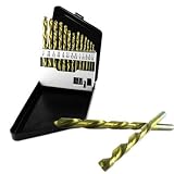Neiko 13-Piece Left Handed Drill Bit Set, HSS Titanium Coated, SAE