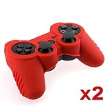 eForCity Red Soft Silicone Skin Case (2 Pack) Compatible with Sony PS3 Controller