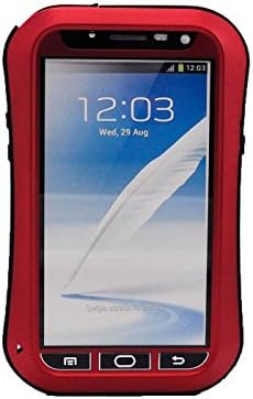 Queens® Slight Waterproof Case Cover for Samsung Galaxy Note 2 II Tank Aluminum Hard Metal Corning Gorilla Glass Dustproof Snowproof Water Resistant Waterproof Protective Case Cover with Clear Screen Protector for Samsung Galaxy Note 2 II(A-red Queens Samsung Galaxy Note 2 Ii N7100 Case Cover)