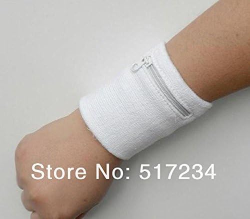 Small Pockets crossfit Wrist Sports Sweatbands Badminton Basketball Fitness Wrist Wraps Jogging wrist band Sport wrist support le sport jeu produit (1 pair Wrist, White color)