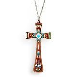 Ayala's Timeless Beauty Cross Necklace in Turquoise and Earth Tones #5127E ANK ONK