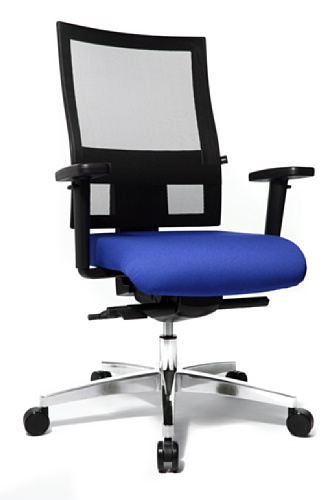 Topstar PS69BHW56 B&uuml;rodrehstuhl Sitness 60 inklusive Armlehnen / Sitzbezug blau - Netzbezug schwarz