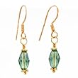 Gold Vermeil and Teal Blue Swarovski Crystal Barrel Shaped Dangle Earrings, #7504
