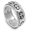 Sterling Silver Ring - Spinner - Crosses - 9mm Band Width - Sizes: 5-15