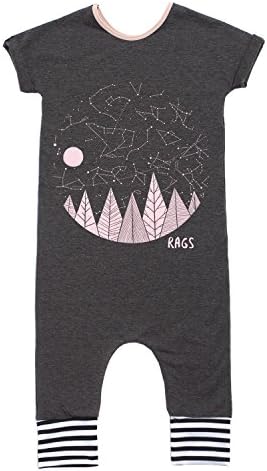 Rags to Raches - Short Sleeve Romper - 'Starry Night' / Pink