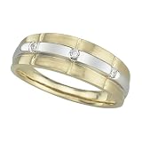 3 Diamond 1/10 ct. Men's Wedding Ring in 14K Yellow Gold
