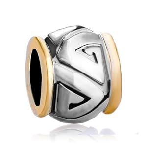 Pugster Drum V Tracery Two Tone Bead Fit Pandora Chamilia Biagi Charm Bracelet