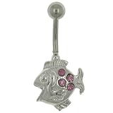 Belly Navel Rings Rhinestone Fish Body Jewelry - B0001WI7M0