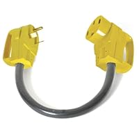 Camco 55185 RV Powergrip 30M/50F Amp 18 Dogbone Electrical Adapter with Handles 125Volts/3750Watts