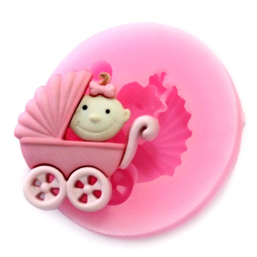 Longzang mini baby carriage F0530 Fondant Mold Silicone Sugar mold Craft Molds DIY gumpaste flowers Cake Decorating