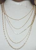 Hrclip046 Genuine Gold Plated Five Strand Medium Chain Necklace with Sparkling Crystals and Rhinestone