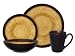 Gibson Bonham 16-Piece Reactive Glaze Stoneware Dinnerware Set, Amber