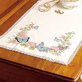 BUTTERFLY DREAMS DRESSER SCARF STAMPED CROSS STITCH-36X14