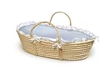 Badger Basket Company Natural Baby Moses Basket - Blue Gingham Bedding