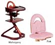 Svan High Chair from Scandinavian Child with Infant Kit and Cushion, Pink Cushion with Mahogany Wood
