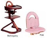 Svan High Chair from Scandinavian Child with Infant Kit and Cushion, Pink Cushion with Mahogany Wood