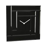 Contemporary Square Mirror Glass Wall Clock - Entirely Black