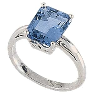 14Kt White Gold Stylish Swiss Blue Topaz Ring