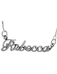 Sterling Silver REBECCA Name Necklace 3/8 inch, 17 inches long