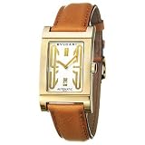 Bvlgari RT45GLD Rettangolo White Dial Leather Mens Automatic Watch by Bvlgari
