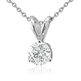18k White Gold 3-Prong Solitaire Natural Diamond Necklace (FG, VS2, 1.25 ct)-Certificate of Authenticity