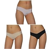 3 PACK: Ladies Smooth Intimate Low-Rise Underwear: Thong Panties & Knickers - Medium
