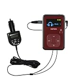 FM Transmitter with integrated Car Charger for the Sandisk Sansa Clip Plus - uses Gomadic TipExchange Technology