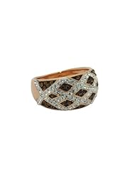 STERLING SILVER ROSE PLATED SMOKEY AND WHITE CRISS CROSS RING SIZE 7